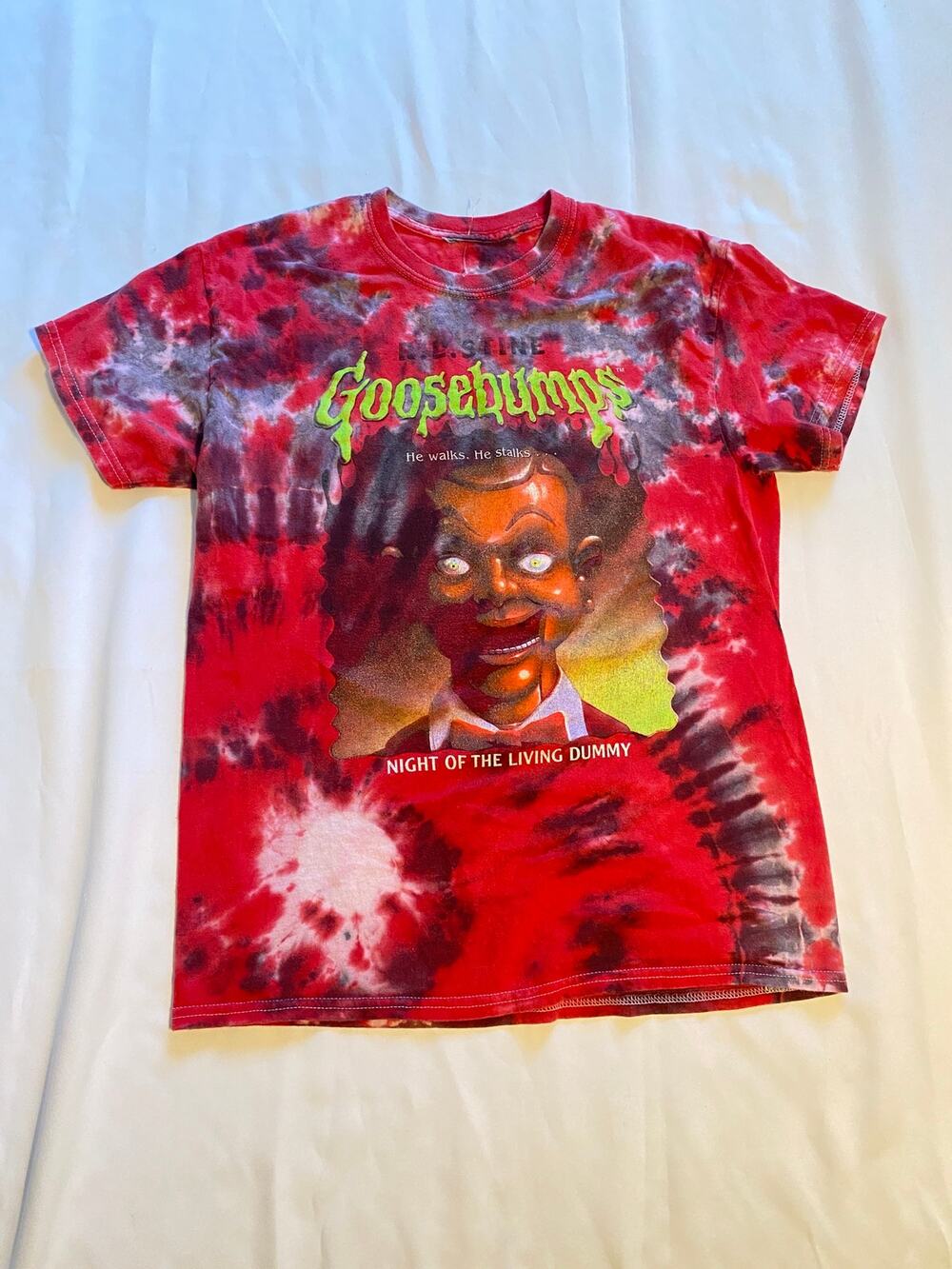 Y2K Goosebumps Night of the Living Dummy Red Tie Dye T-Shirt Slappy Sz M